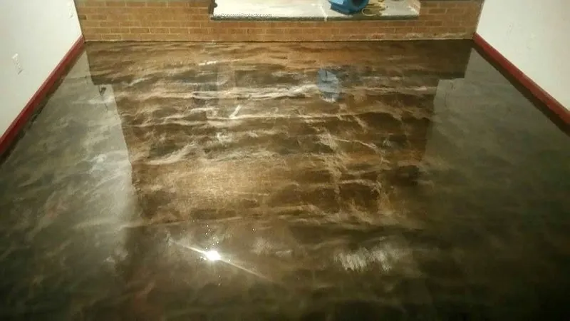 Metallic epoxy floor in a commercial kitchen area
