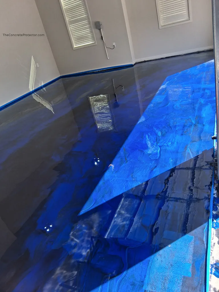 Metallic epoxy on a garage floor