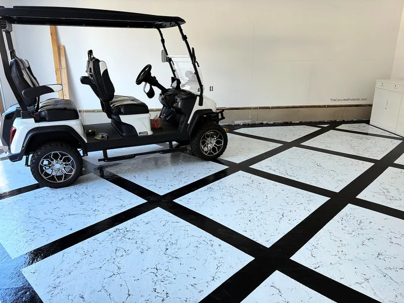 Metallic epoxy on a garage floor