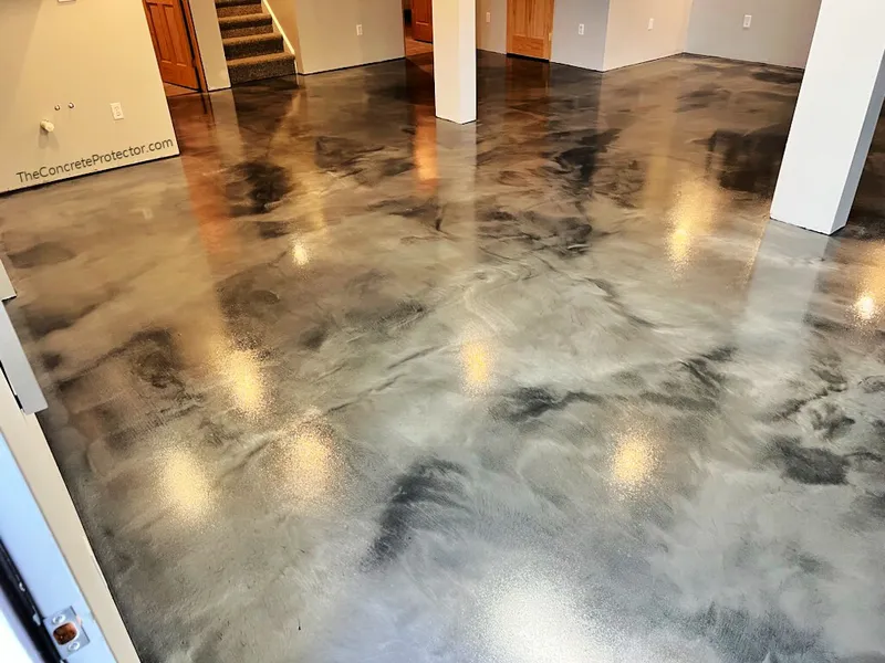 Metallic epoxy on a basement floor