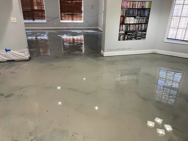 Metallic epoxy on a basement floor