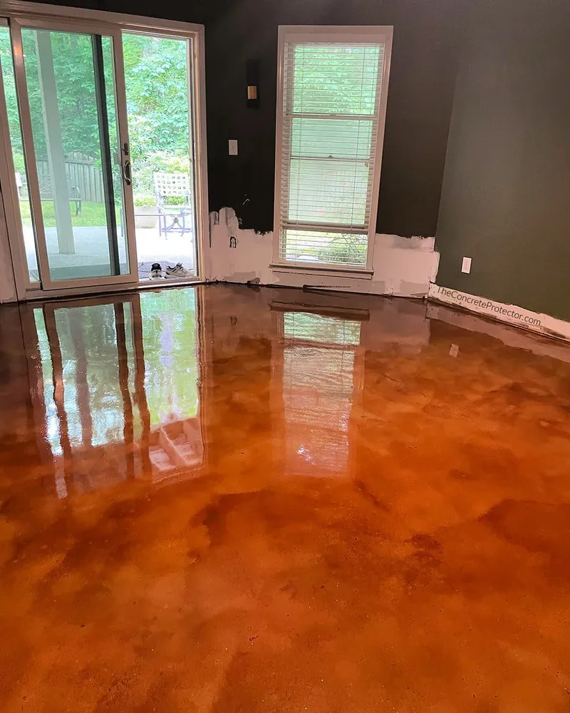 Metallic epoxy on a basement floor