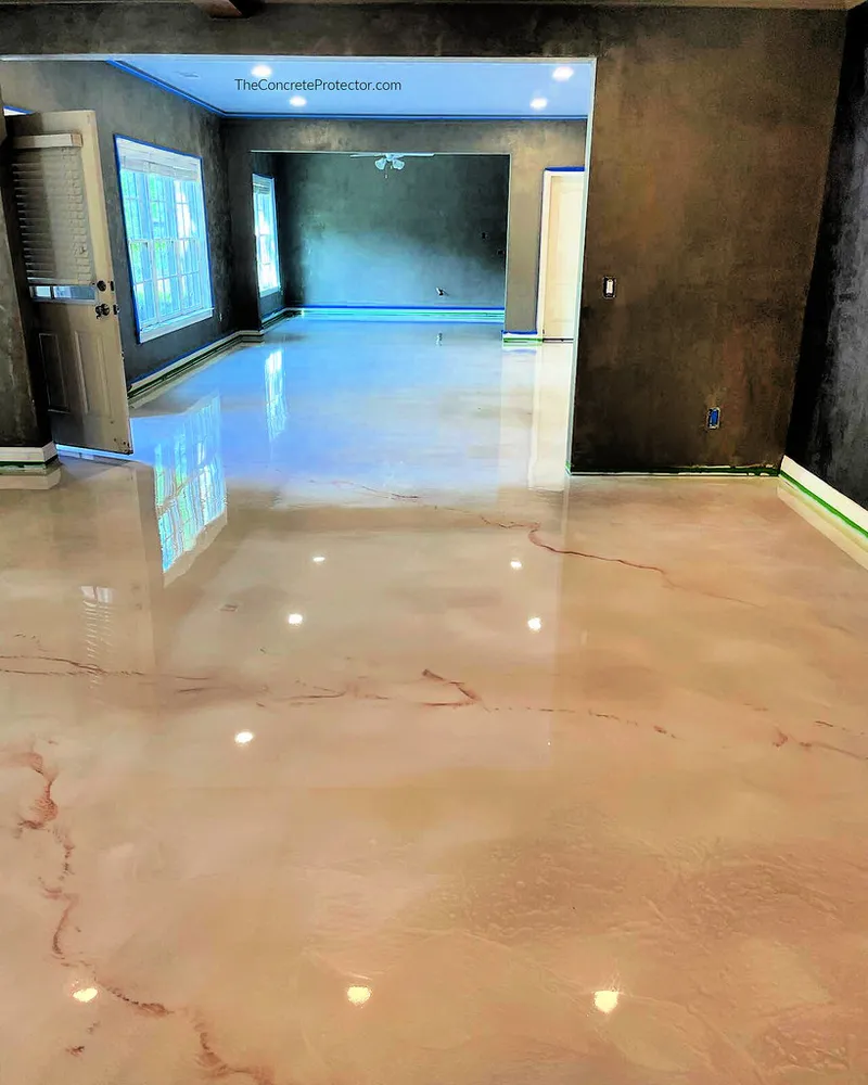 Metallic epoxy on a basement floor
