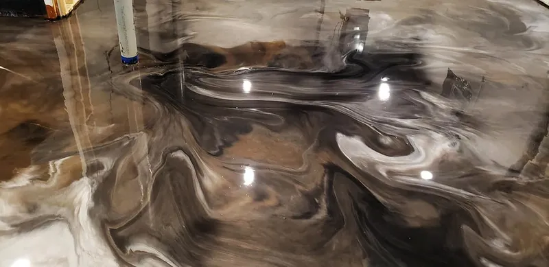 Metallic epoxy on a basement floor
