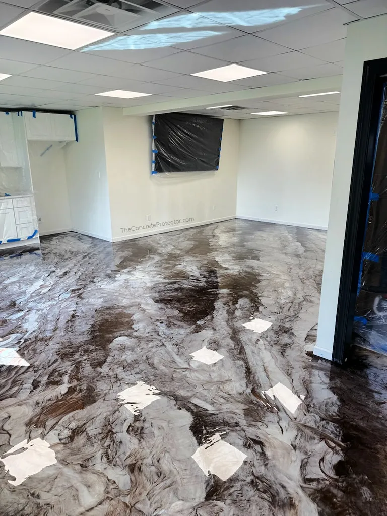 Metallic epoxy on a commercial space
