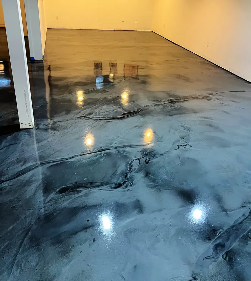 Metallic epoxy on a basement floor