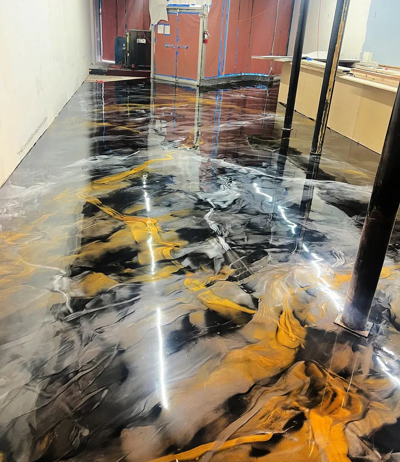 Metallic epoxy on a commercial space