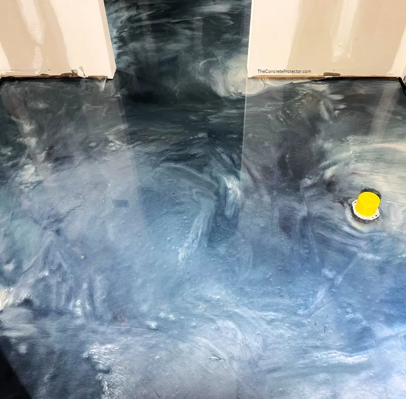 Metallic epoxy on a basement floor