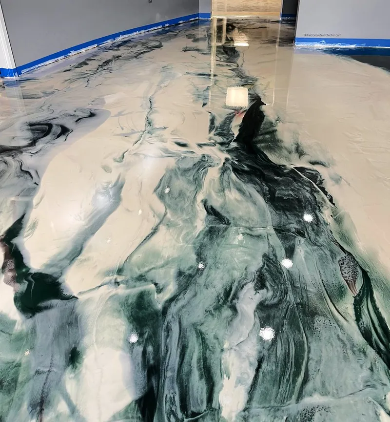 Metallic epoxy on a basement floor