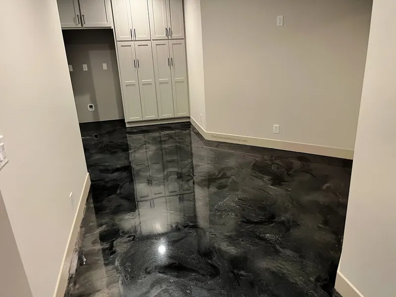 Metallic epoxy on a basement floor